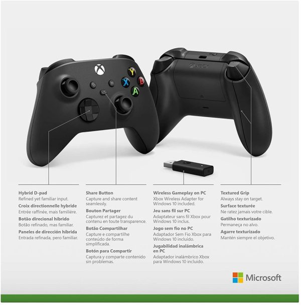 Controller Xbox Series X Black + Adaptador Windows