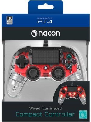 Mando Compact Controller Nacon Wired Rojo Transparente PS4