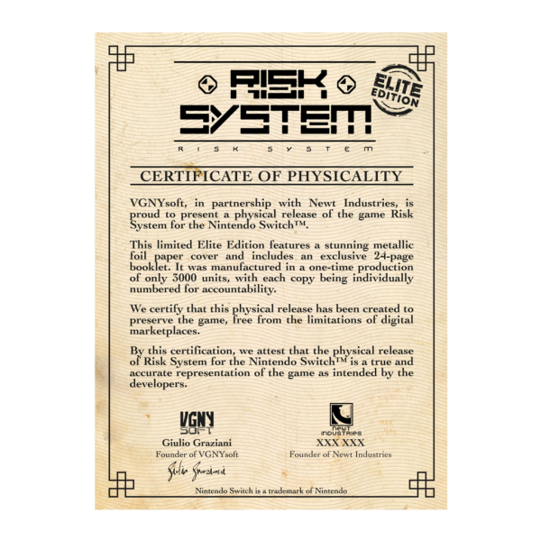 Risk System - Elite Edition SWITCH  #008
